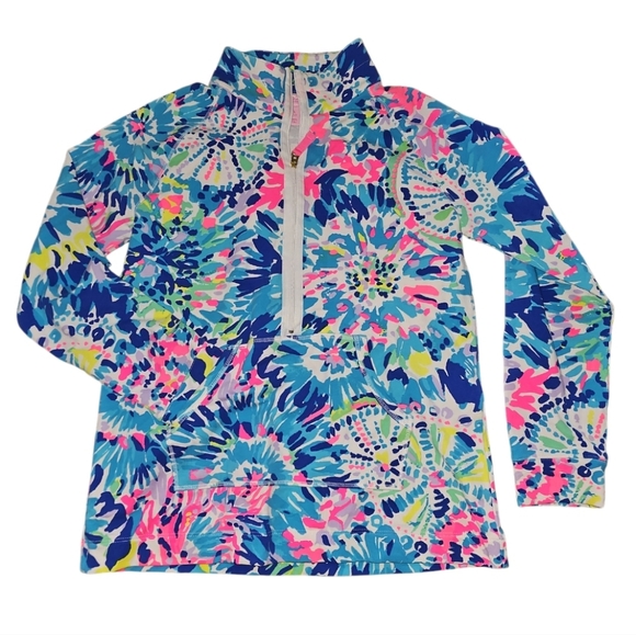 Lily Pulitzer Dive In Tie Dye Kelidiscope Multicolor Half Zip Top Little Skipper - Picture 1 of 6